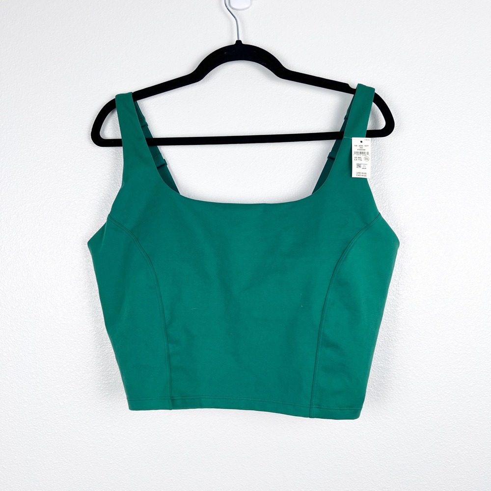 Aerie OFFLINE The Hugger Green Cropped Athletic Tank Top Built-In Bra XXL NWT